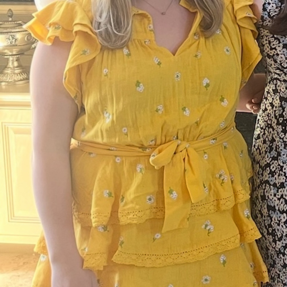 Yellow Floral Ruffle Dress